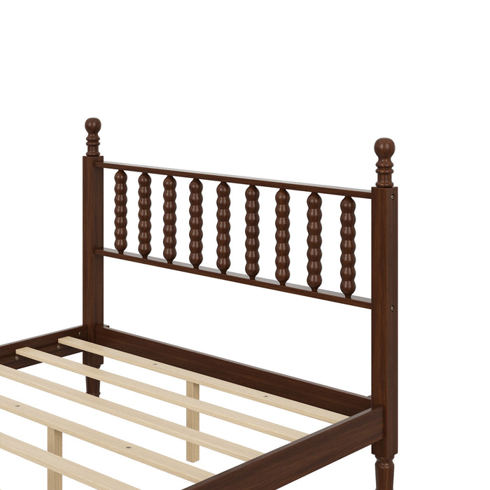 Oliver Lit Plateforme Retro en Bois avec Tete de Lit en Forme de Gourde et Support en Lattes en Bois Robustes, Taille Double