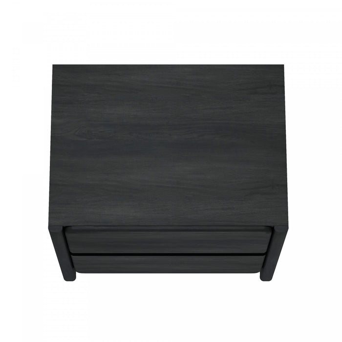 Table de nuit moderne Linda 24\" en gris charbon (2 tiroirs)