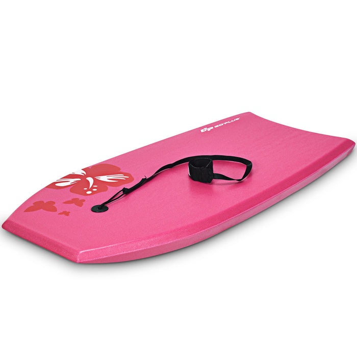 Goplus 37'' Super Leger Bodyboard Surfing W/leash Eps Core Embarque Ixpe Rose