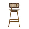 Bari Rubber Wood Counter Stool Set of 4 with Rattan Back and Footrest,Walnut | Bari – Lot de 4 tabourets de comptoir en bois d’hevea avec dossier en rotin et repose-pieds, finition noyer