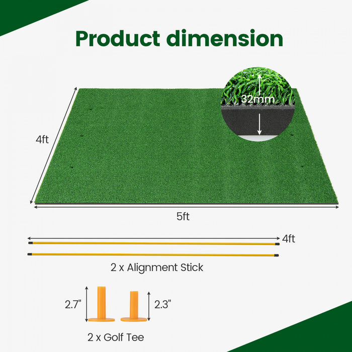 Costway 5 X 4 Ft Golf Hitting Mat Artificiel Interieur Exterieur Turf Golf Training Mat 32 Mm
