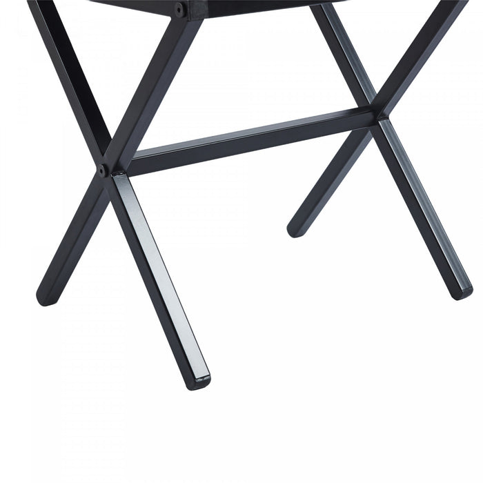 Tabouret d’appoint Liam avec coussin capitonne et pieds en metal, couleur marron