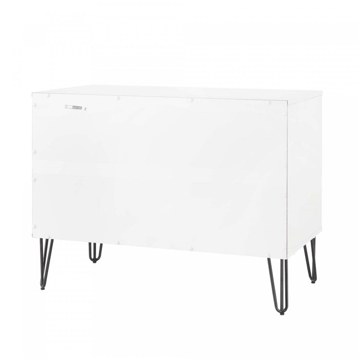 Commode moderne Dumbo 35\" a rainures, gris rustique et blanc (3 tiroirs)