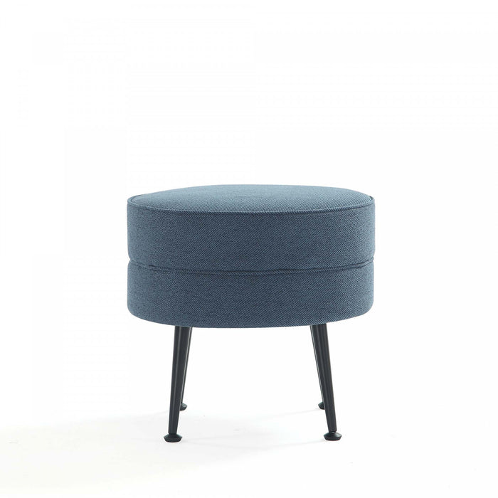 Bailey Pouf d’Appoint Rembourre Style Mid-Century Moderne en Bleu