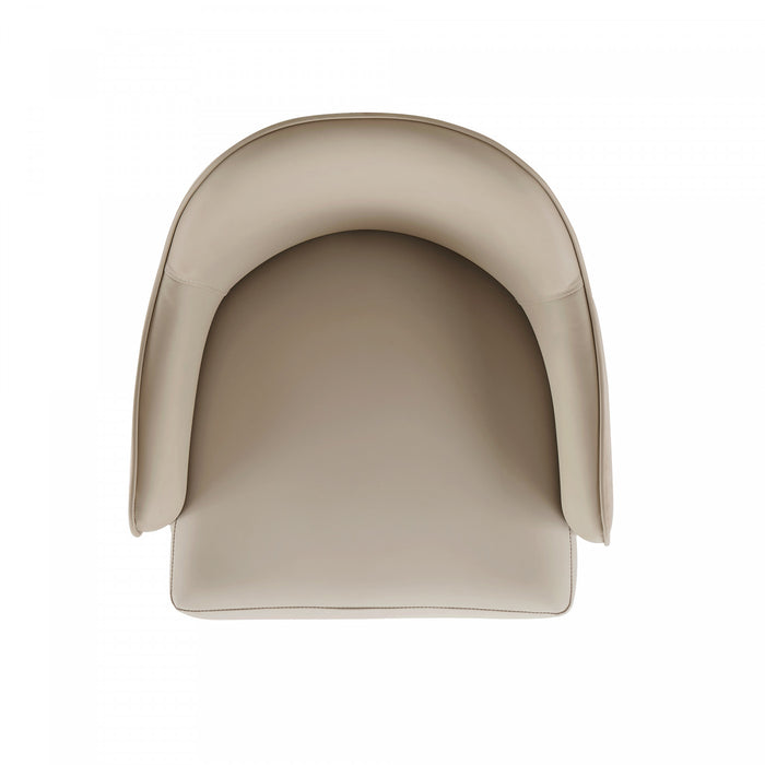 Fauteuil Hillman Moderne en Bois, Similicuir et Velours couleur Sable