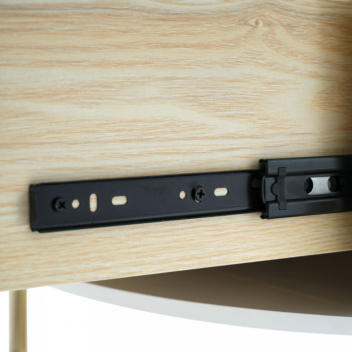 Table Basse Ronde Moderne Nelson De 31,5\" Avec 2 Tiroirs De Rangement, Blanc Casse