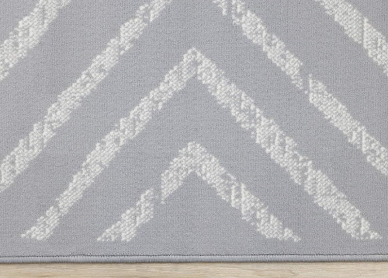 Carpette Forte grise et blanche à motif de rayures modernes - 7 pi 9 po x 10 pi 6 po