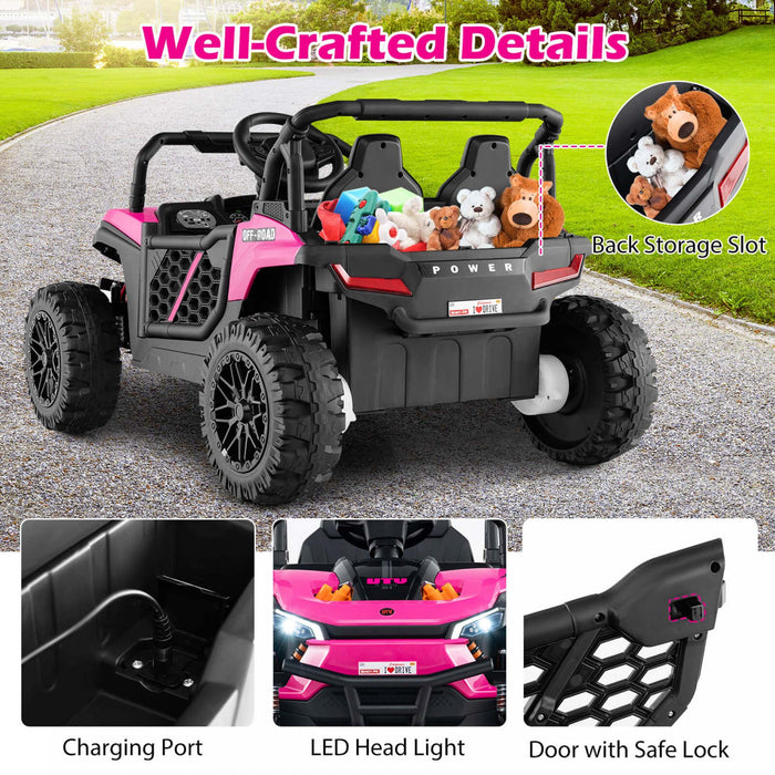 Costway 12v Kids Ride Sur Camion Avec Telecommande Parentale 3 Vitesses Et Fonction Avant Inverse Rose