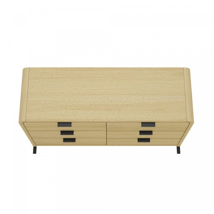 Commode moderne Grace 60\" en chene naturel (6 tiroirs)
