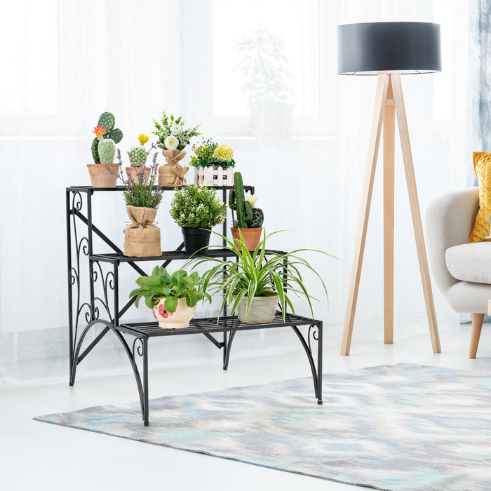 Costway 3 Etage Escalier Style Metal Plante Stand Etagere Jardin Pot De Fleurs Etagere D'affichage