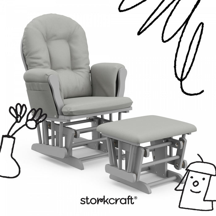 Storkcraft Hoop Fauteuil bercant et pouf - Gris galet avec gris clair
