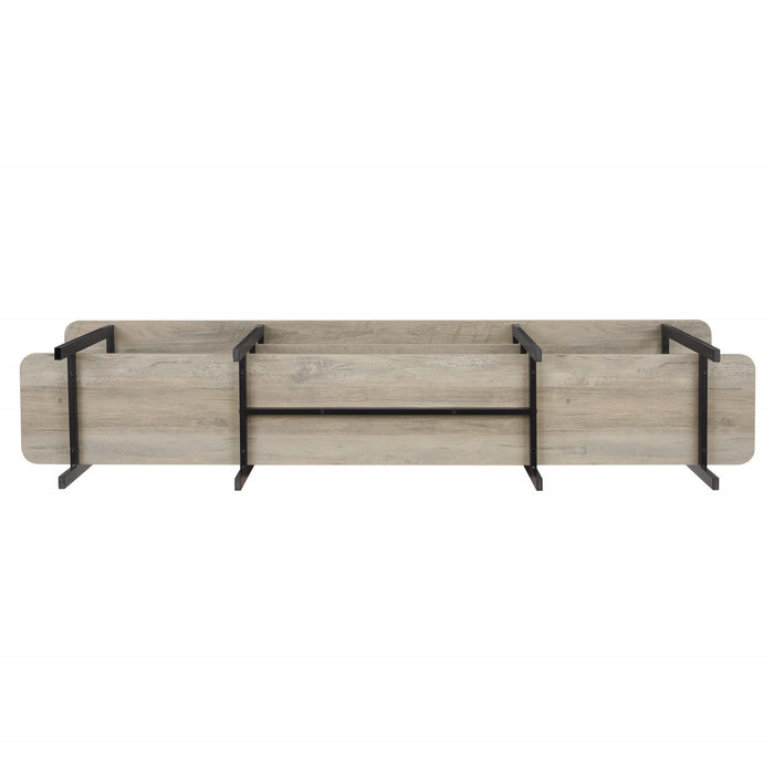 Table console contemporaine moderne Celine 180 cm en gris rustique (3 etageres)