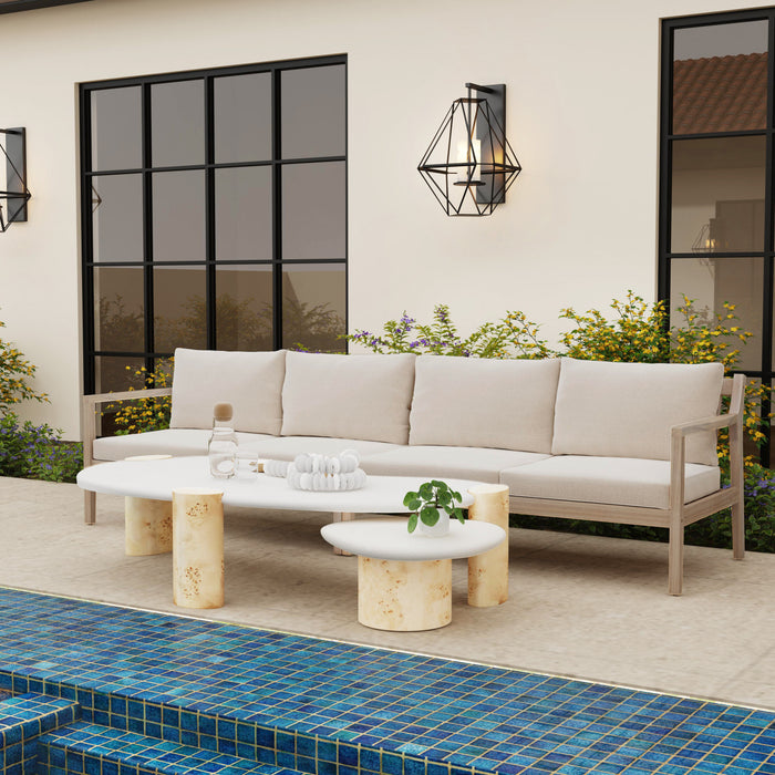 Causeuse Teagon de couleur beige et naturelle pour la terrasse à l’extérieur - ensemble de 2