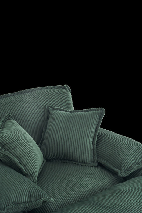 Liam Canape d'interieur moderne en velours cotele 46,9\" avec 2 coussins moelleux, Vert