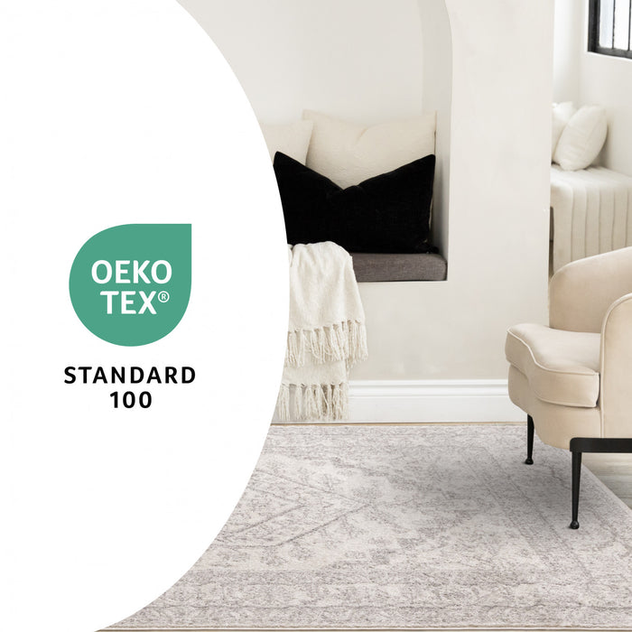 Tapis Fallon blanc gris elegant delave traditionnel, 7'10\" x 10'6\"