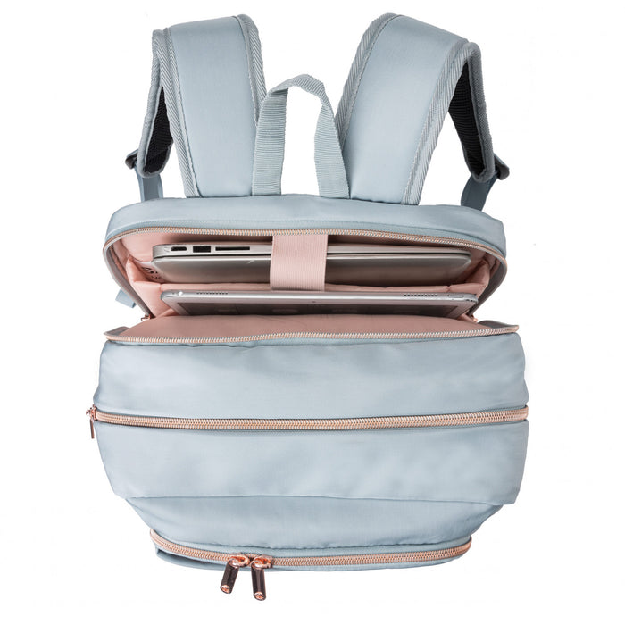 Sac a dos intelligent Swissdigital Design SSD Finder - Modele KATY ROSE avec port de chargement integre - Bleu sarcelle