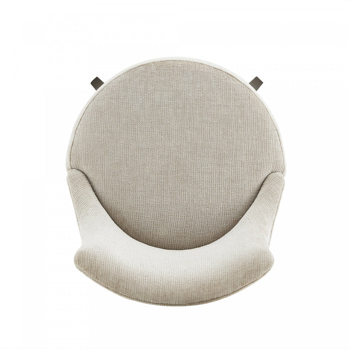 Tabouret de bar moderne en bois Lucia, revetu de chenille, coloris naturel