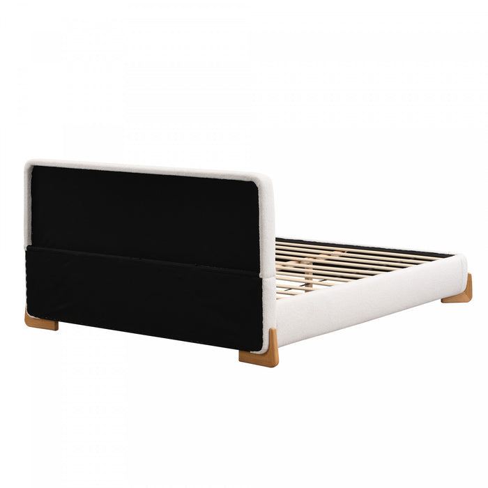 Olivia Lit elegant et confortable avec revetement, Taille King, Blanc