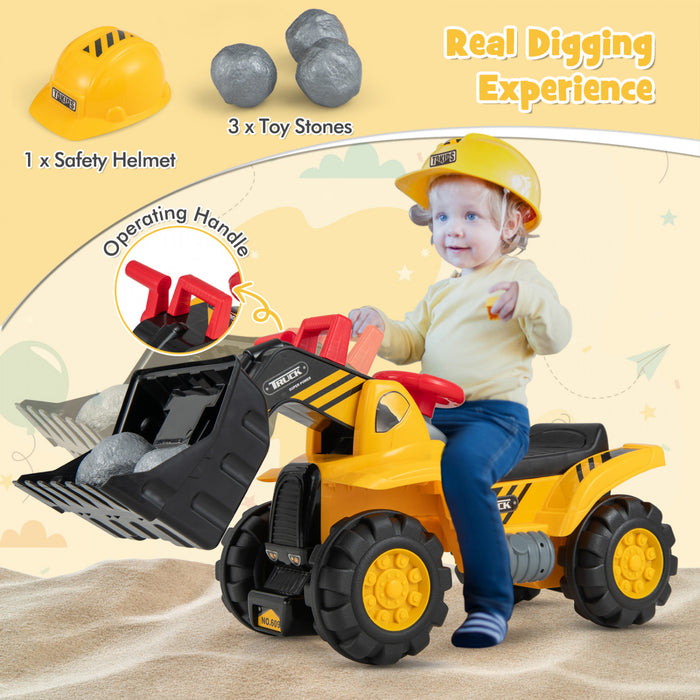 Costway Tracteur A Pedales A Monter Pour Enfant Vehicule Tracteur Excavatrice Trotteur Trotteur D'equilibre Vocal De Quatre Pneus Pour Enfant Jaune