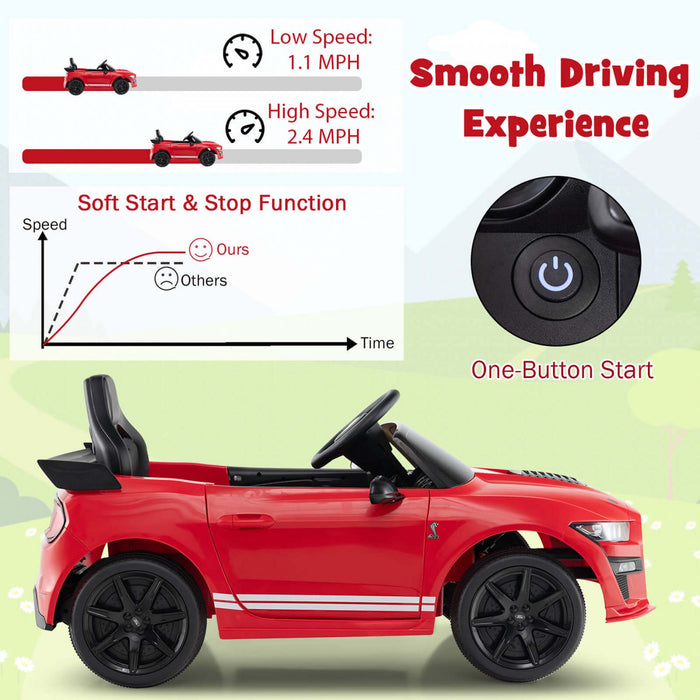 Costway 12v Sous Licence Ford Mustang Shelby Gt500 Enfants Rouler Sur La Voiture Avec Telecommande Rouge