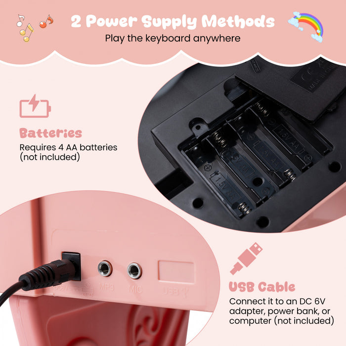 Costway Mini Clavier Piano pour Enfants 25 Touches, Hauteur 17,5 po, Piano Electrique avec Tabouret, Pupitre et Microphone