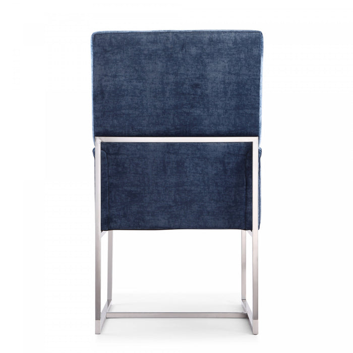 Chaise de salle a manger moderne en velours et metal Element bleu - Lot de 2