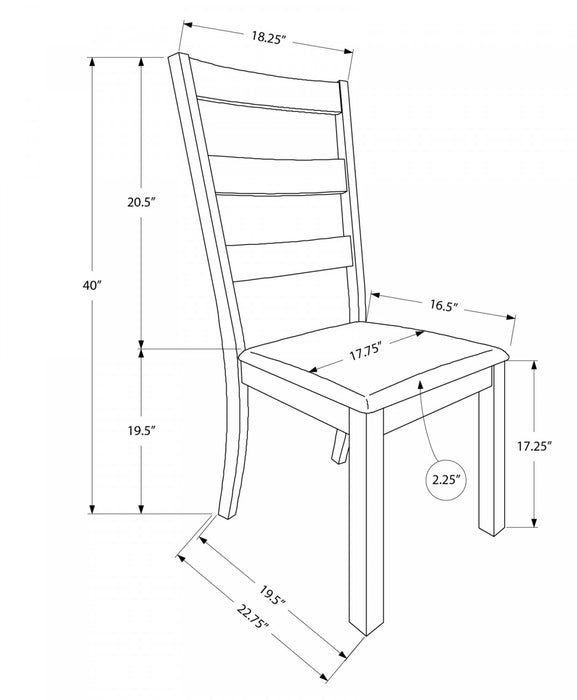 Ensemble de 2 chaises de salle à manger de style transitionnel avec tissu brun et pattes en bois noyer pour la cuisine et la salle à manger