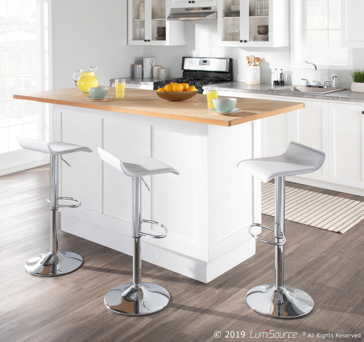 Tabouret pivotant contemporain Ale à hauteur réglable en tissu blanc - ensemble de 2