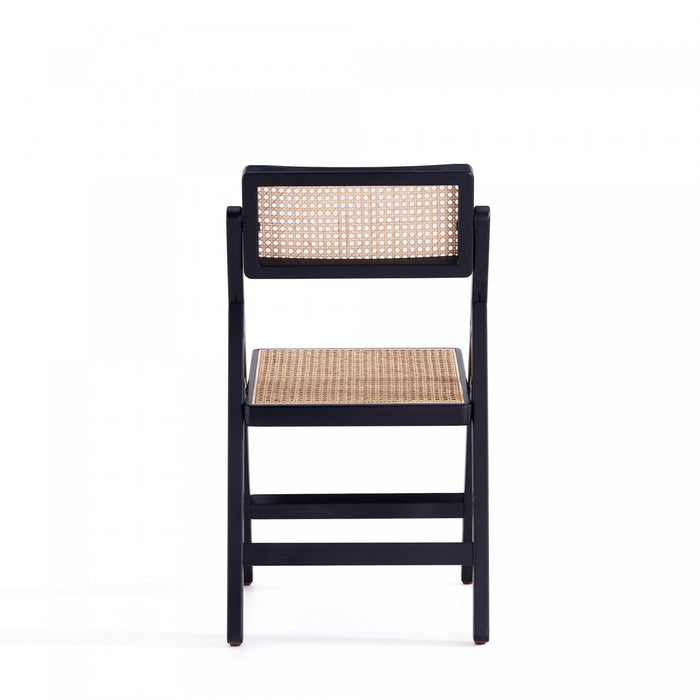 Chaise pliante en bois style industriel Pullman, noir et naturel - Lot de 4