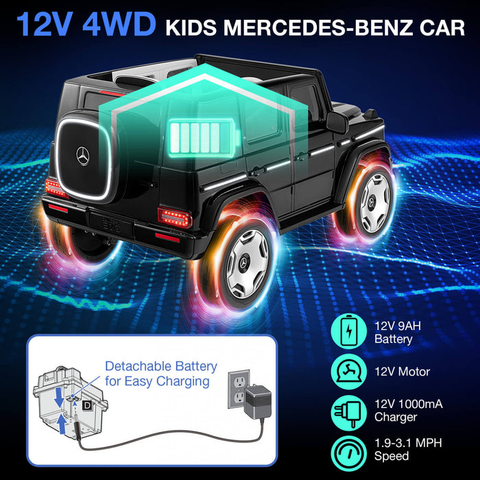 Costway Licence Mercedes-benz Eqg Enfants Ride Sur Voiture Avec Telecommande Detachable Batterie Noir