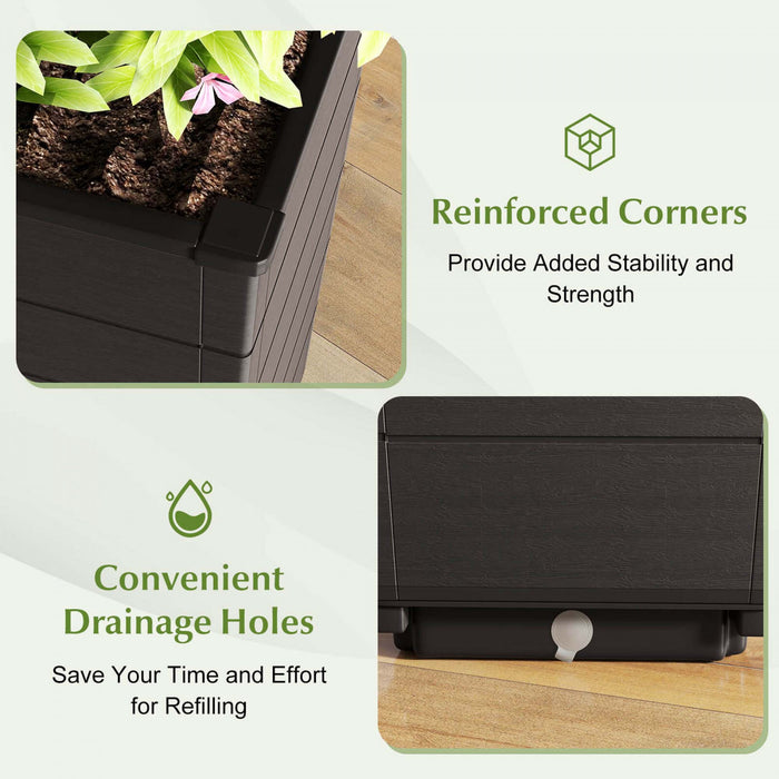 Costway 23\" Planter Haut Ensemble De 2 Pour Utilisation Interieure / Exterieure Grande Plante Auto-arrosante Pot Marron