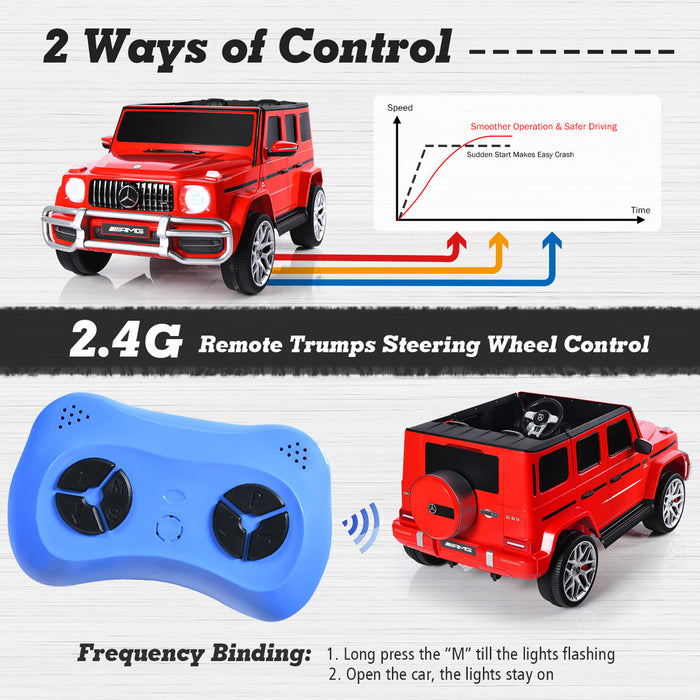 Costway 12v 2 Sieges Enfants Roulent Sur La Voiture Mercedes Benz G63 Sous Licence W / Telecommande Rouge