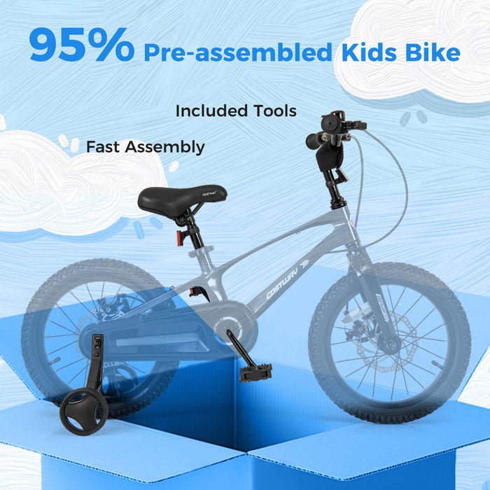 Velo Costway 16\" Pour Enfants Avec Guidon Reglable Et Freins A Double Disque Noir