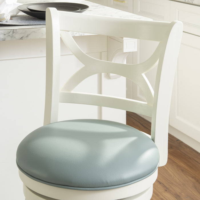 Tabouret Sawyer de hauteur comptoir en similicuir - crème et bleu