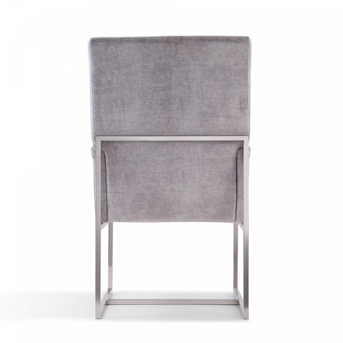 Chaise de salle a manger moderne en velours et metal Element gris - Lot de 2