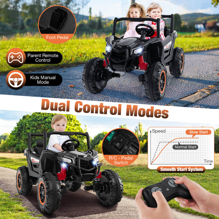 Costway 24v Kids Ride Sur Utv Avec 4 X 100w Puissant Moteur Telecommande Haute/basse Vitesse Noir
