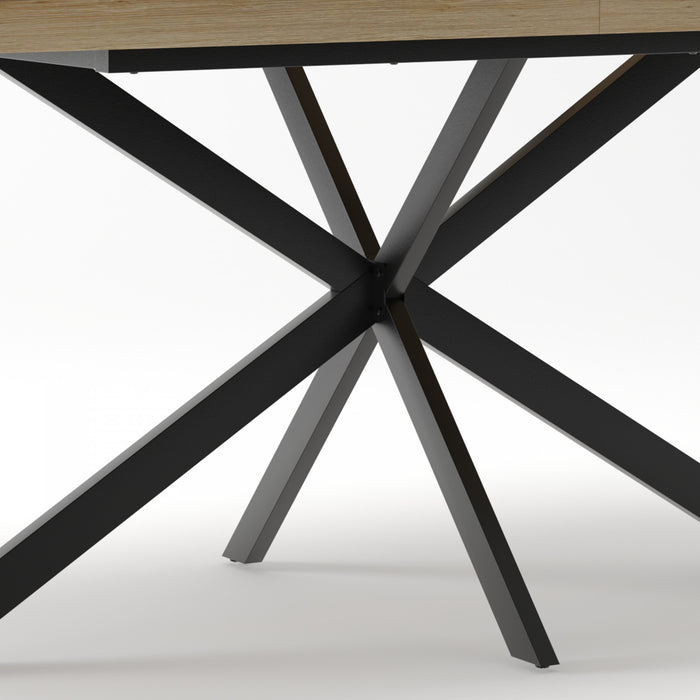 Ethan Table a manger rectangulaire extensible style retro avec rangement cache, couleur naturelle