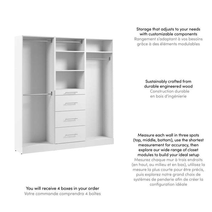 Système de garde-robe modulaire Florence de Bestar de 74 po avec tringles et rangement - blanc