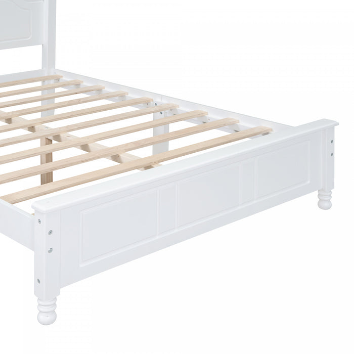 Jessie Lit a plateforme de style retro avec support a lattes en bois, taille double, blanc