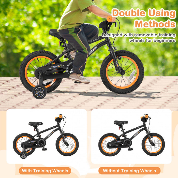 Velo Costway 14 Pouces Pour Enfants De 3 A 5 Ans Avec Selle Reglable Et Guidon Antiderapant Noir