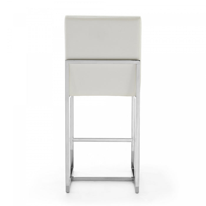 Tabouret de comptoir moderne en metal et tissu Element, blanc perle - Lot de 2