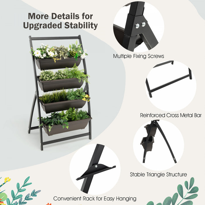 Costway 4 Ft 4-tier Vertical Souleve Lit De Jardin Eleve Planter Boite W / 4 Boites De Conteneur