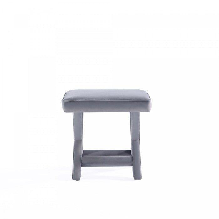Banc d’appoint Abigail style milieu du siecle moderne en velours gris
