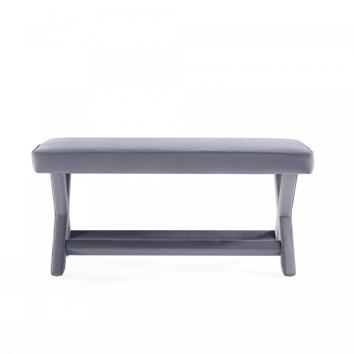 Banc d’appoint Abigail style milieu du siecle moderne en velours gris