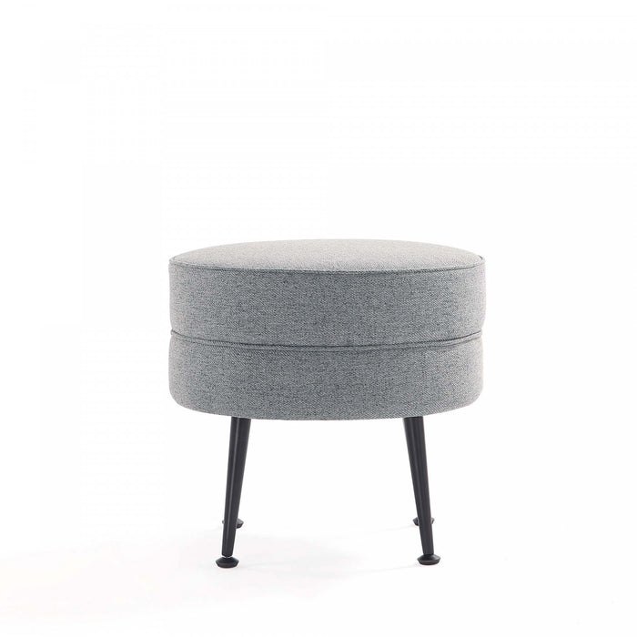 Pouf d’appoint capitonne Bailey style milieu du siecle en gris