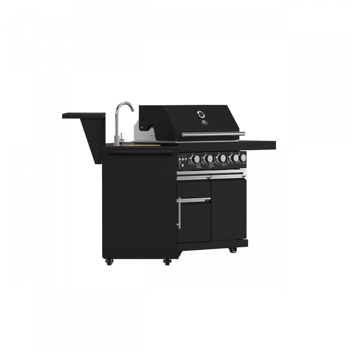 Module barbecue et evier All'Aperto 62 600 BTU avec comptoirs noirs et bar – FODKT2582BLK