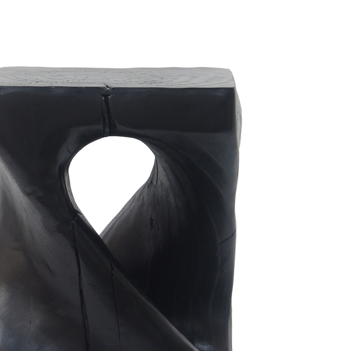 Table d'appoint moderne sablier torsade Miro 16 pouces MGO, table laterale interieure imitation bois, noir