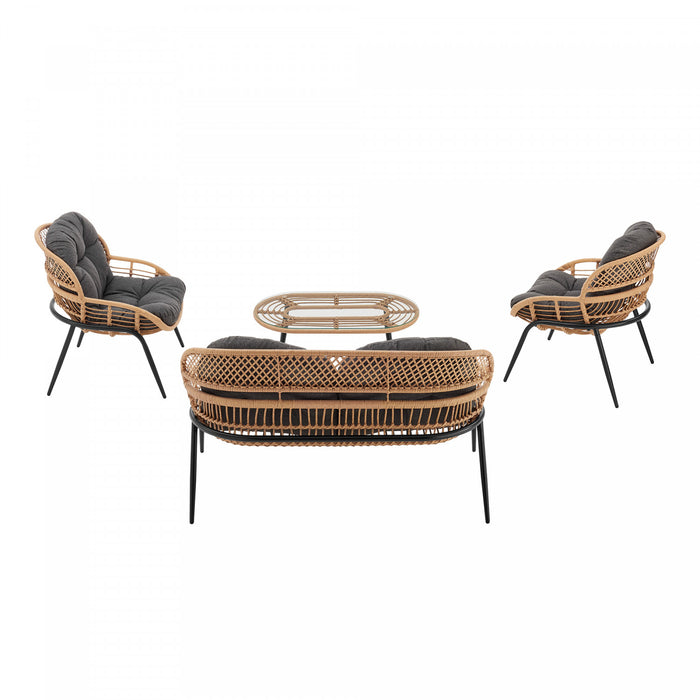 Ensemble de conversation moderne Pine 4 pieces en gris