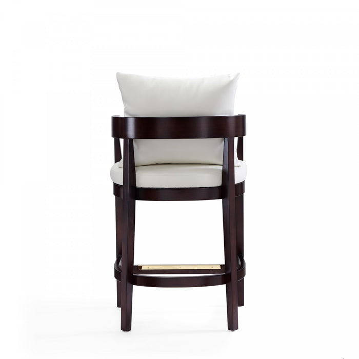 Tabouret de comptoir en bois rembourre style mid-century Ritz, ivoire – Lot de 3