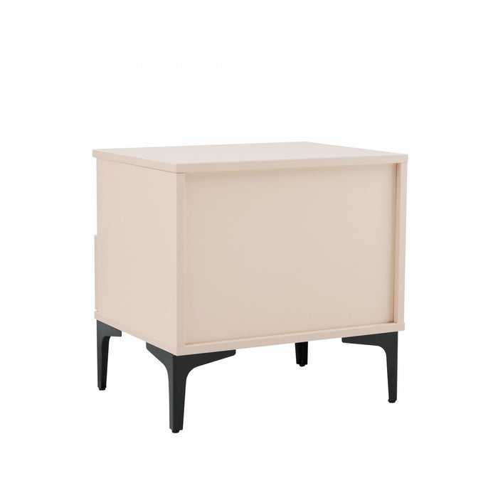 Table de nuit moderne Amara 20\" en rose pale et blanc (1 tiroir)